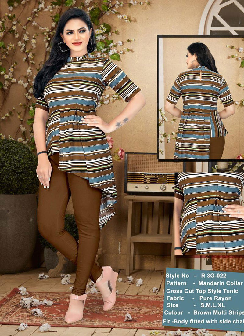 R3G TUNICS VOL-3 Fancy Stylish Party Wear Rayon Printed Kurti Collection